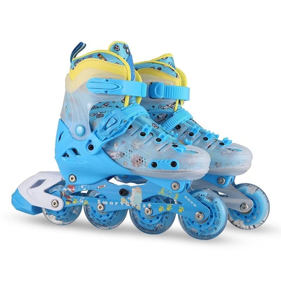 Kids Adjustable Inline Skating Shoes | Aluminium Frame & Rubber Wheels