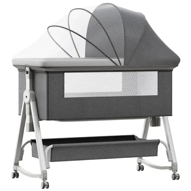 Modern Baby Bedside Crib | Multifunctional Co-Sleeping Bed with Mosquito Net & Mat for 0-3 Years