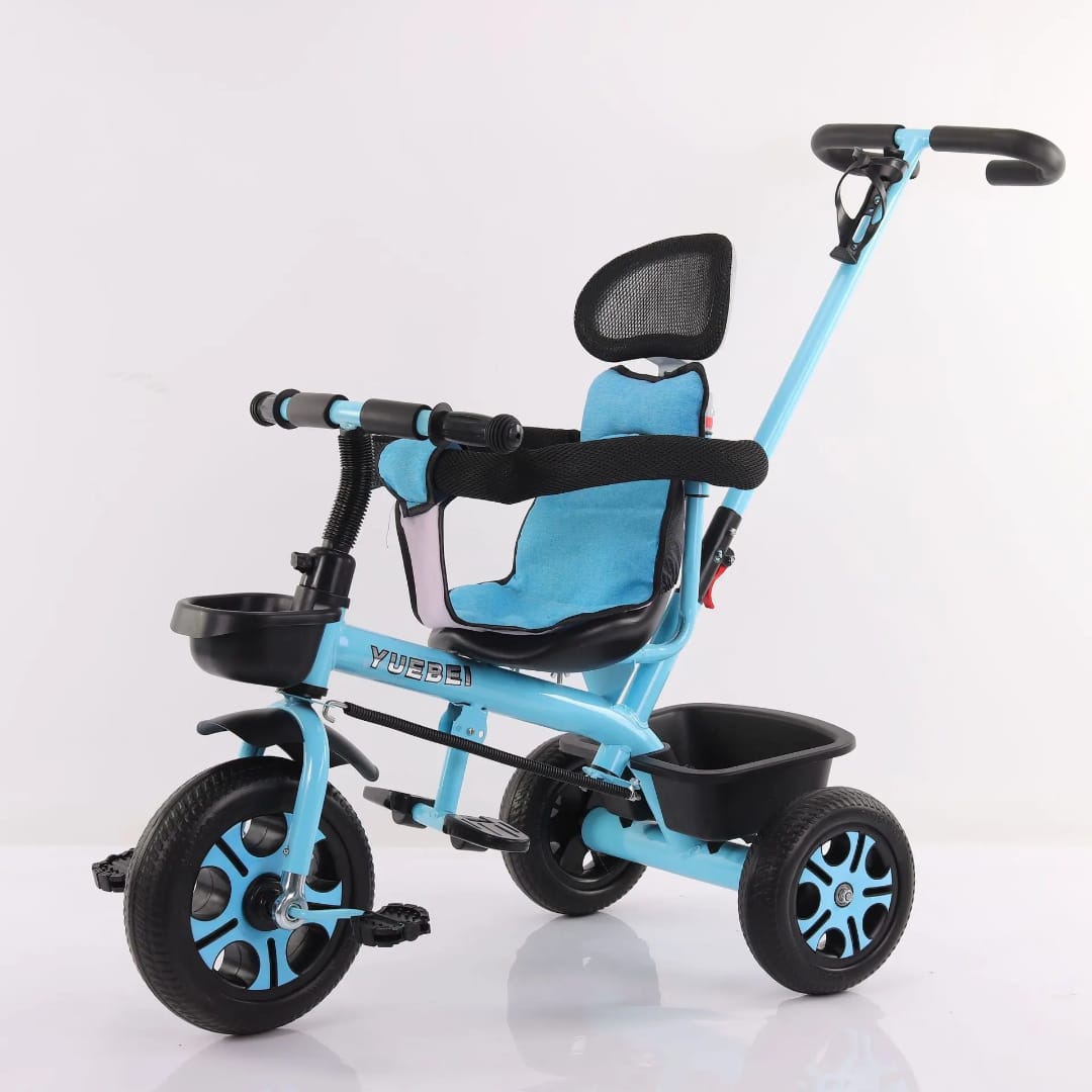 Push handle tricycles with side safety bars for kids