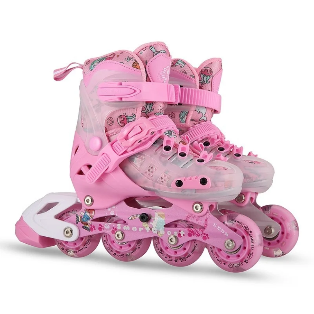 Kids Adjustable Inline Skating Shoes | Aluminium Frame & Rubber Wheels