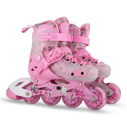 Kids Adjustable Inline Skating Shoes | Aluminium Frame & Rubber Wheels