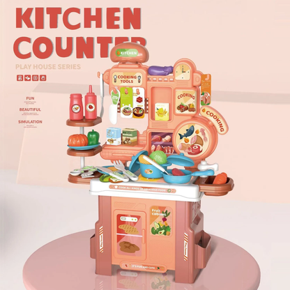 42-Piece Kids Kitchen Counter Play Set | Pretend Cooking Toy for Children-Kitchen set
