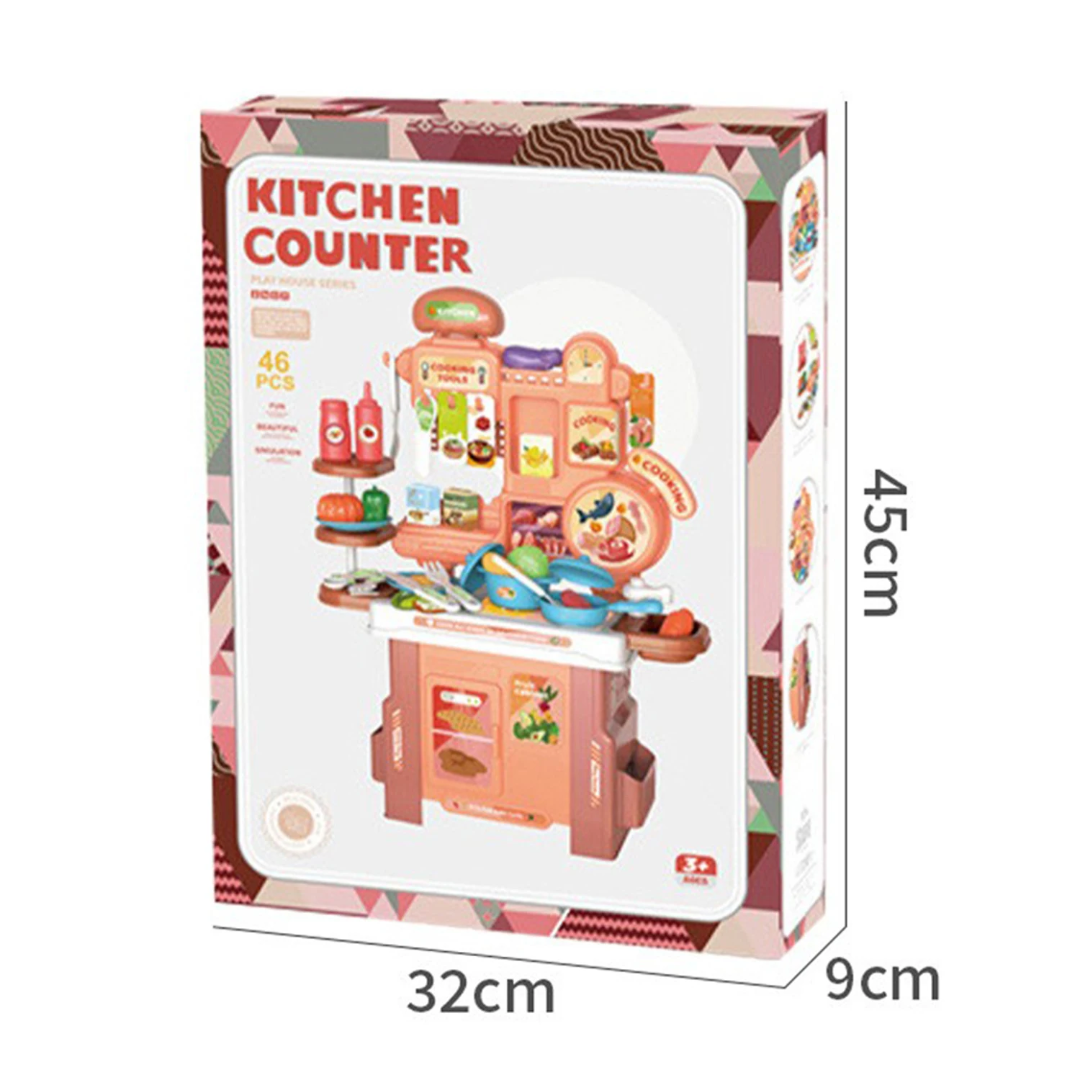 42-Piece Kids Kitchen Counter Play Set | Pretend Cooking Toy for Children-Kitchen set