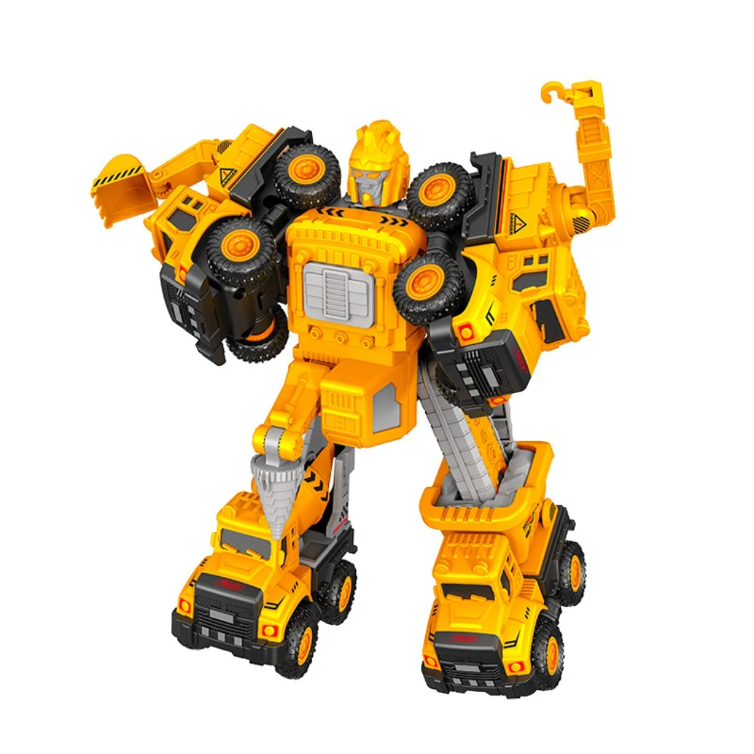 5-in-1 Transforming Construction Robot Toy | Friction Powered Vehicle Set for Kids