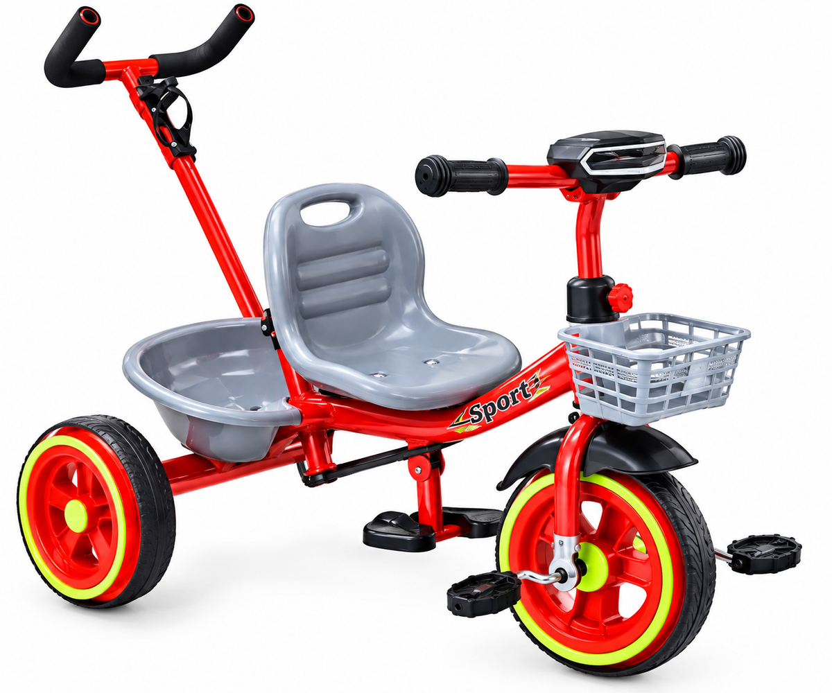 Kids Push Handle Tricycle with Lights & Melodies