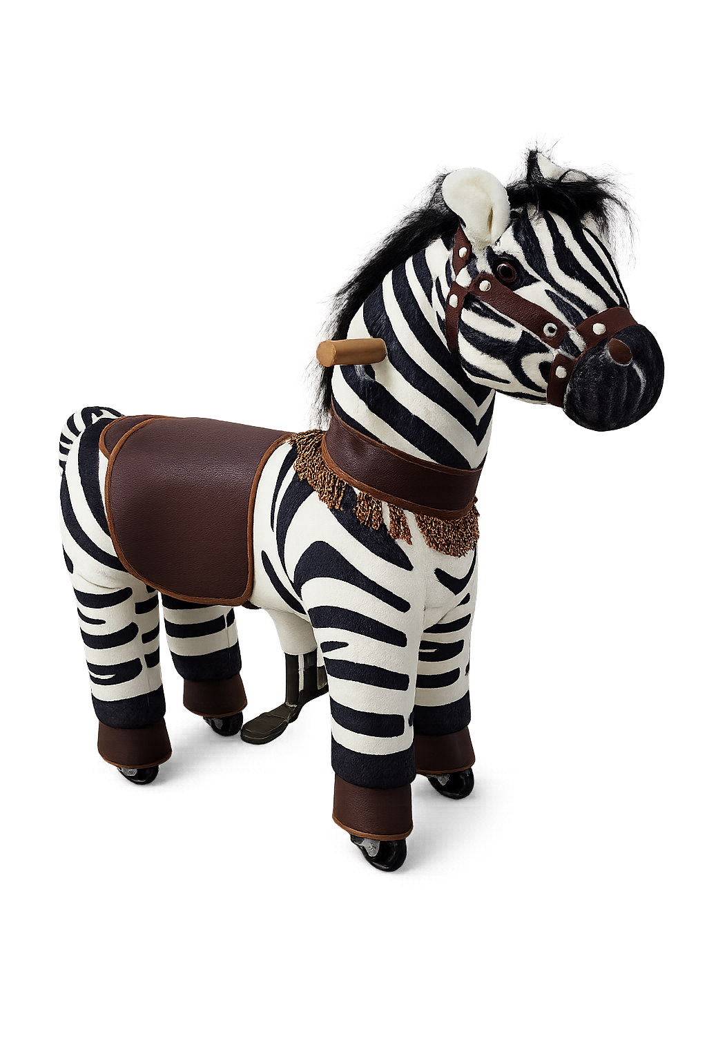 Kids ride on zebra