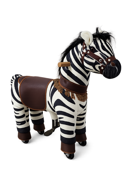 Kids ride on zebra