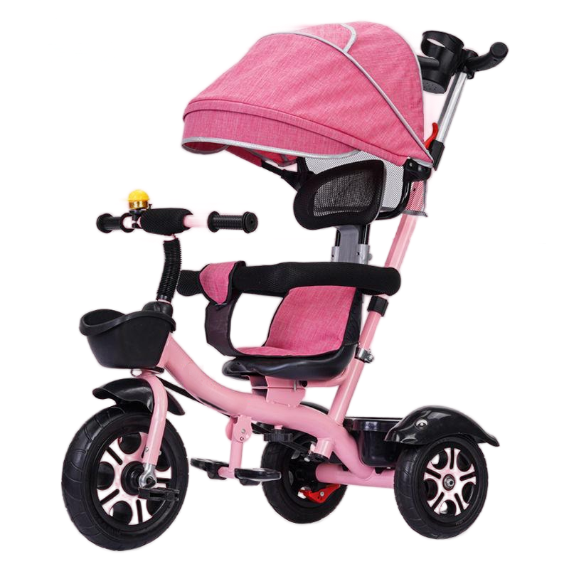Push handle tricycle with side bars and canopy| stroller tricycle