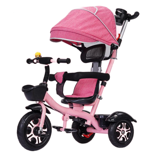 Push handle tricycle with side bars and canopy| stroller tricycle
