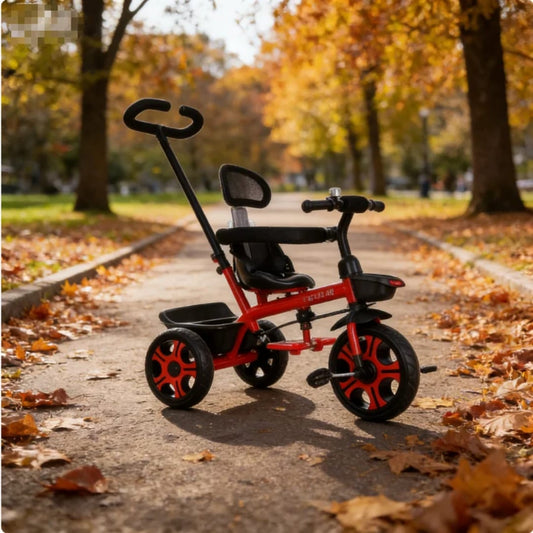 Push handle tricycles with side safety bars for kids