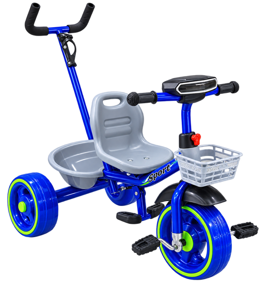 Kids Push Handle Tricycle with Lights & Melodies
